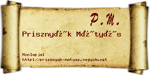 Prisznyák Mátyás névjegykártya